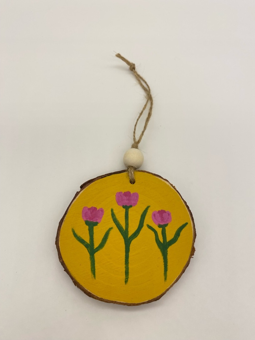 Tulip Flowers Wood Ornament Hand Painted